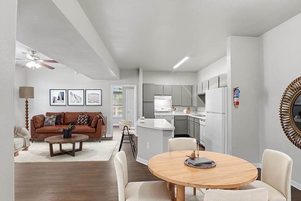 Living room area at Almeda Park Apartments in Houston TX